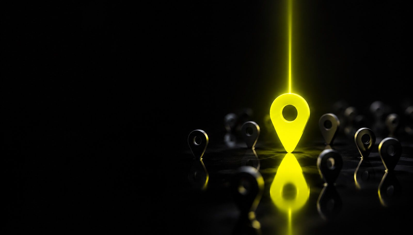 One yellow map pin standing above the rest: your claimed niche and market